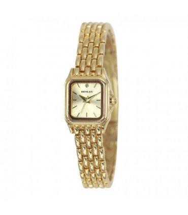 Henley Ladies Rectangular Petite Case sunray dial Gold Plated Bracelet Watch H07240.2