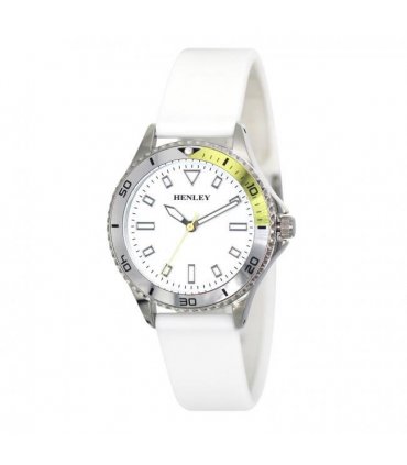 Henley Ladies Aluminium Top Ring Silicone Sports Watch White H06188.4