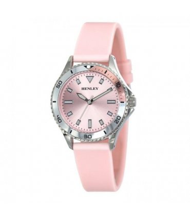 Henley Ladies Aluminium Top Ring Silicone Sports Watch Pink H06188.5