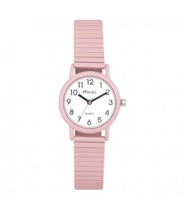 Ravel Unisex Mid Size Coloured Expander Bracelet Watch Pastel Pink