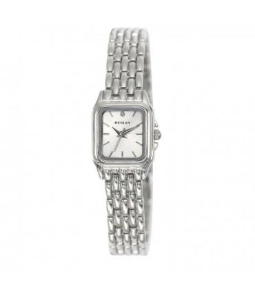 Henley Ladies Rectangular Petite Case sunray dial Silver Plated Bracelet Watch H07240.2