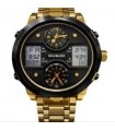 Ousuo Mens Fashion Ana Digital Big Dated Black Dial Gold Plated Bracelet Watch NY London