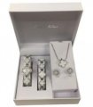 Paul Salatini Ladies Fashion Bling White Dial Silver Bracelet Watch Gift Sets