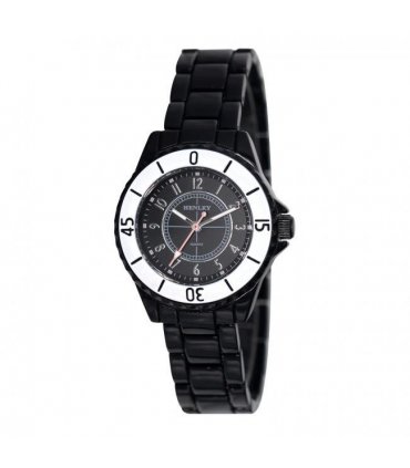 Henley Ladies Enamelled Round Case Black sunray Black dial Bracelet Watch H07241.3