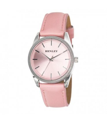 Henley Ladies Colourful Round Shape Pink Soft Faux Leather Strap Watch Pink H06186.5