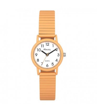 Ravel Unisex Mid Size Coloured Expander Bracelet Watch Pastel Persimmon