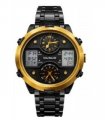 Ousuo Mens Fashion Ana Digital Big Dated Black Dial Black Plated Bracelet Watch NY London