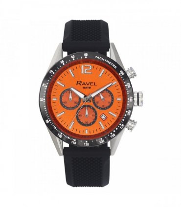 Ravel Mens Fashion Sports 100m Water Resistant Chronograph Dated Dial Rubber Strap Watch RPR-M