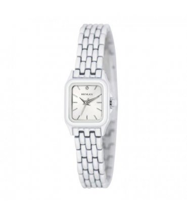 Henley Ladies Rectangular Petite Case sunray dial White Bracelet Watch H07240.4