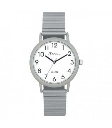 Ravel Unisex Large Size Coloured Expander Bracelet Watch Pastel Grey