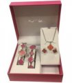 Paul Salatini Ladies Fashion Bling Pink Dial Silver Bracelet Watch Gift Sets