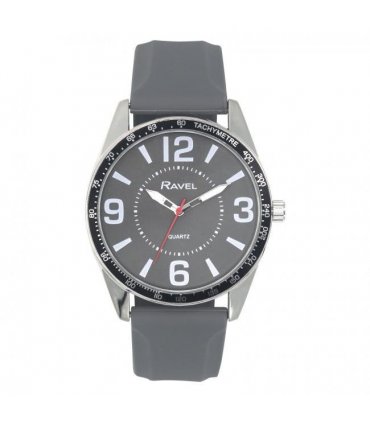 Ravel Mens Sports Grey Dial Grey Silicone Strap Watch