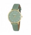 Henley Ladies Minimalistic Polished Round silver tone case Sage Green Leather Strap Watch H06184.11