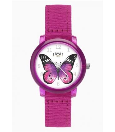 Limit Ladies Fashion Butterfly White Dial with Pink Nylon Strap Watch 6375