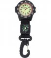 Ravel Mens Fashion Black Nylon Clip-On Carabiner with Compass and Luminous Dial Analogue Watch