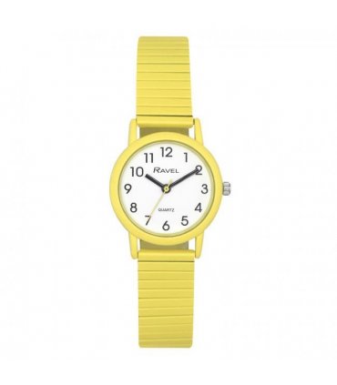 Ravel Unisex Mid Size Coloured Expander Bracelet Watch Pastel Yellow