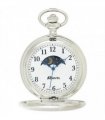 Ravel Polished Sun-Moon Silver Pocket Watch  R1001.14