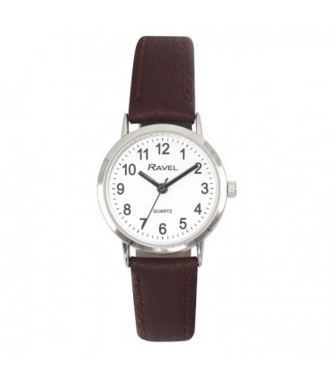 Ravel Ladies Basic White Dial Brown Leather Strap Watch R0129.21.2