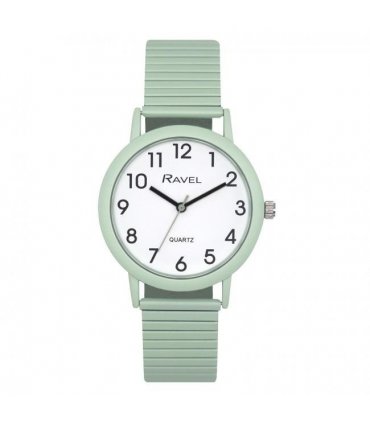 Ravel Unisex Large Size Coloured Expander Bracelet Watch Pastel Green