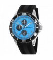 Henley Mens Multi Eye Polished Silver Sports Blue Dial Black Silicone Watch H02229.6