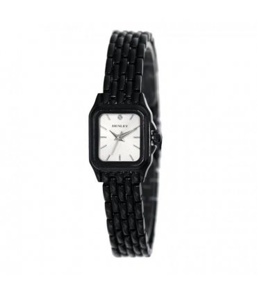 Henley Ladies Rectangular Petite Case sunray dial Black Bracelet Watch H07240.3