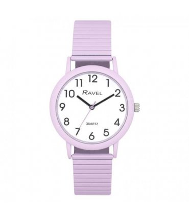 Ravel Unisex Large Size Coloured Expander Bracelet Watch Pastel Lilac