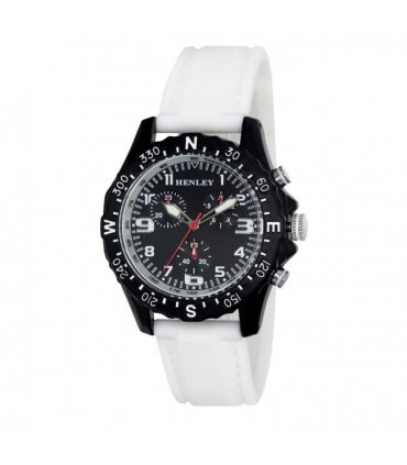 Henley Ladies Round Matt black sports dial White Silicone Strap Watch H06182.4