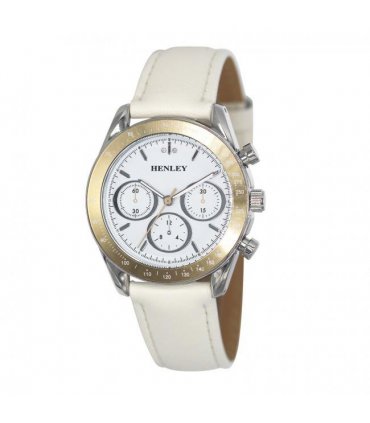 Henley Ladies Round sporty white dial Leather Strap Watch Oatmeal H06183.2