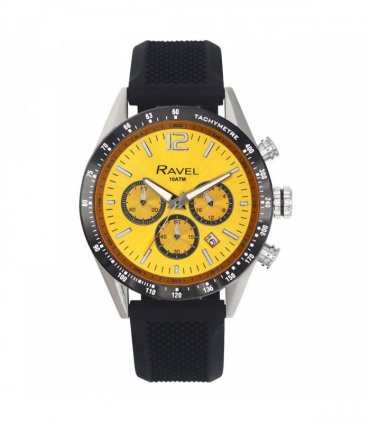 Ravel Mens Fashion Sports 100m Water Resistant Chronograph Dated Dial Rubber Strap Watch RPR-M