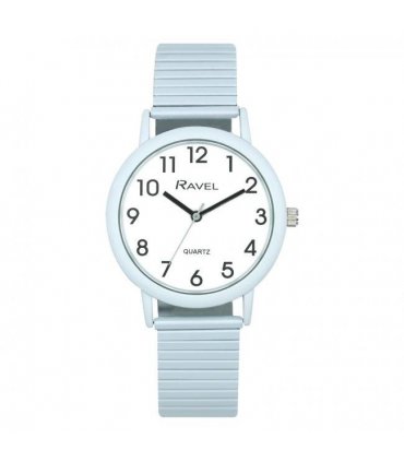 Ravel Unisex Large Size Coloured Expander Bracelet Watch Pastel Blue
