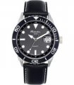 Ravel Mens Fashion Sports 42mm Round 5ATM Dated Dial Rotating Uni-Directional Bezel Black Leather Strap Watch RPD-M