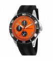 Henley Mens Multi Eye Polished Silver Sports Orange Dial Black Silicone Watch H02229.8