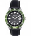 Ravel Mens Fashion Sports 42mm Round 5ATM Dated Dial Rotating Uni-Directional Bezel Black Leather Strap Watch RPD-M
