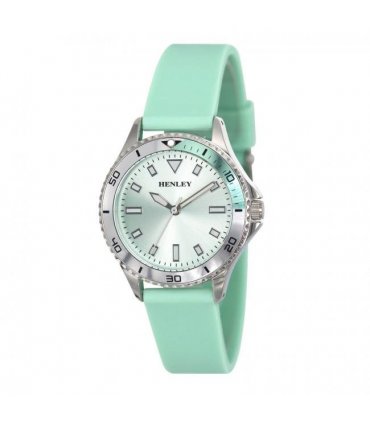 Henley Ladies Aluminium Top Ring Silicone Sports Watch Green H06188.11