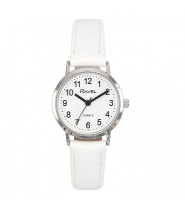 Ravel Ladies Basic White Dial White Leather Strap Watch R0129.24.2