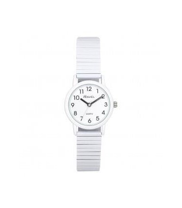 Ravel Unisex Mid Size Coloured Expander Bracelet Watch Pastel White
