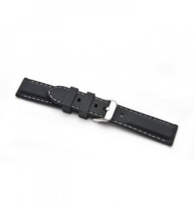 Black Silicone with White Stitch Watch Strap 8201/22
