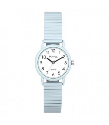 Ravel Unisex Mid Size Coloured Expander Bracelet Watch Pastel Blue