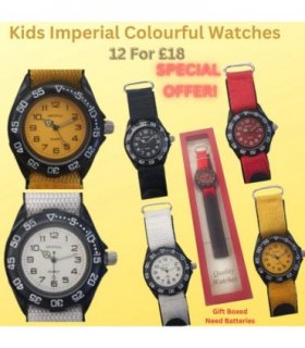 12 x Imperial Mens Children Girls & Boys Velcro Strap Easy Fasten Watches IMP428Y CLEARANCE NEEDS RE-BATTERY