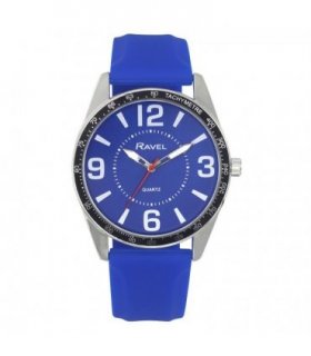 Ravel Mens Sports Blue Dial Blue Silicone Strap Watch
