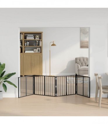 vidaXL Dog Gate 4 pcs Black 80 x 60 cm Galvanised Steel
