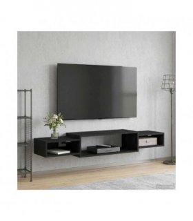 vidaXL Wall-mounted TV Cabinet Wall-Mounted Black Oak 140 x 28 x 21 cm