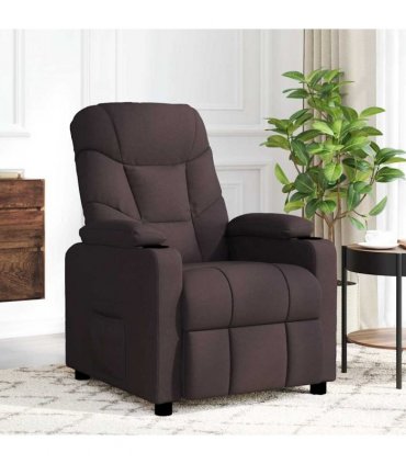 vidaXL Massage Chair Dark Brown Fabric
