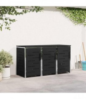 vidaXL Wheelie Bin Storage for 3 Bins 240L Stainless Steel Black