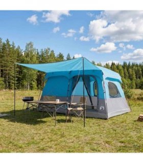 vidaXL Family Tent with Roof Blue 380 x 260 x 190 cm Polyester