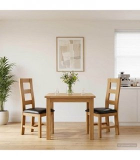vidaXL Dining Chair 2 pcs Solid Oak Wood Black 45 x 51 x 105 cm