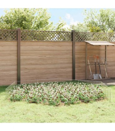 vidaXL Garden Fence with Stakes 24 pcs 75 x 30 cm Mesh Silver