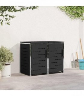 vidaXL Wheelie Bin Storage for 2 Bins 240L Stainless Steel Black