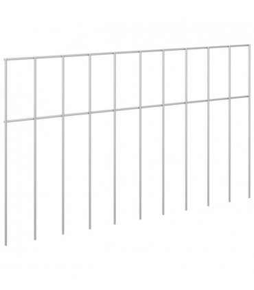 vidaXL Garden Fence Panel 24 pcs Galvanised Steel Silver