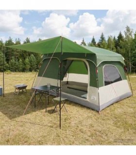 vidaXL Family Tent with Roof Green 380 x 260 x 190 cm Polyester